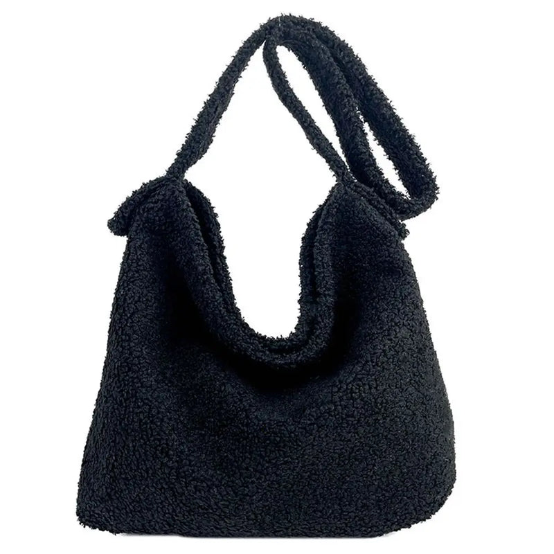 Winter Fluffy Plush Tote Bag for Women Laptop Handbag