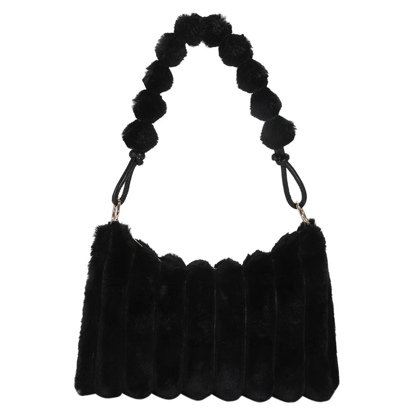 Winter Fluffy Tote Bag Plush Female Shopping Zipper Casual Travel