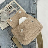 Winter Fluffy Underarm Shoulder Bag Plush Small Square Lady Crossbody Tote Clutc