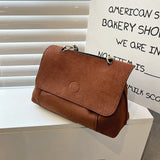 Winter Frosted Leather Shoulder Bag Flap Crossbody Bag Retro Messenger Bag
