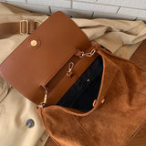 Winter Frosted Leather Shoulder Bag Flap Crossbody Bag Retro Messenger Bag