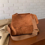 Winter Frosted Leather Shoulder Bag Flap Crossbody Bag Retro Messenger Bag