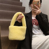 Winter Furry Soft Plush Handbags for Women Solid Shoulder Bag