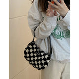 Winter Hairy Bag Female Versatile Lattice Underarm Handbag