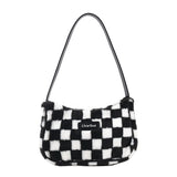 Winter Hairy Bag Female Versatile Lattice Underarm Handbag