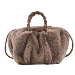 Women's Faux Fur Warm Hand Clutch Crossbody Shoulder Bags