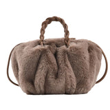 Women's Faux Fur Warm Hand Clutch Crossbody Shoulder Bags