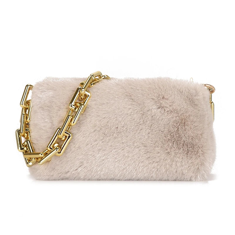 Faux Fur Mini Clutch Women Shoulder Bag Small Shoulder Purse