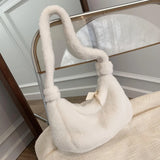 Winter Heart Furry Shoulder Bag Soft Plush Handbag Lady Underarm Clutch