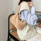 Winter Heart Furry Shoulder Bag Soft Plush Handbag Lady Underarm Clutch
