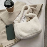 Winter Heart Furry Shoulder Bag Soft Plush Handbag Lady Underarm Clutch