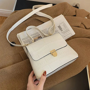 Winter High Handbag Retro Stone Grain Shoulder Bag Large Capacity