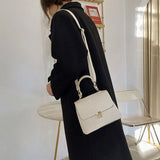 Winter High Handbag Retro Stone Grain Shoulder Bag Large Capacity