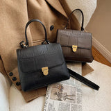 Winter High Handbag Retro Stone Grain Shoulder Bag Large Capacity