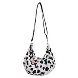 Winter Plush Shoulder Bag Cow Pattern Dumpling Bags