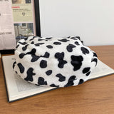 Winter Plush Shoulder Bag Cow Pattern Dumpling Bags