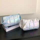 Winter Ladies Shopper Bag Quilted Check Messenger Casual Nylon Soft