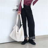 Lamb Faux Fur Shoulder Bag Soft Plush Women Messenger Bags