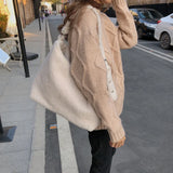 Winter Lamb Faux Fur Shoulder Bag Large Capacity Fluffy Plush Messenger Bag