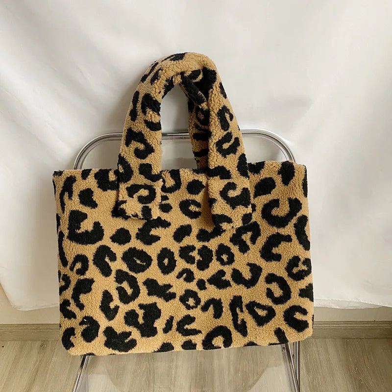 Winter Lamb Wool Women Shoulder Bags Large Capacity Soft Plush Handbags