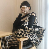 Winter Lamb Wool Women Shoulder Bags Large Capacity Soft Plush Handbags