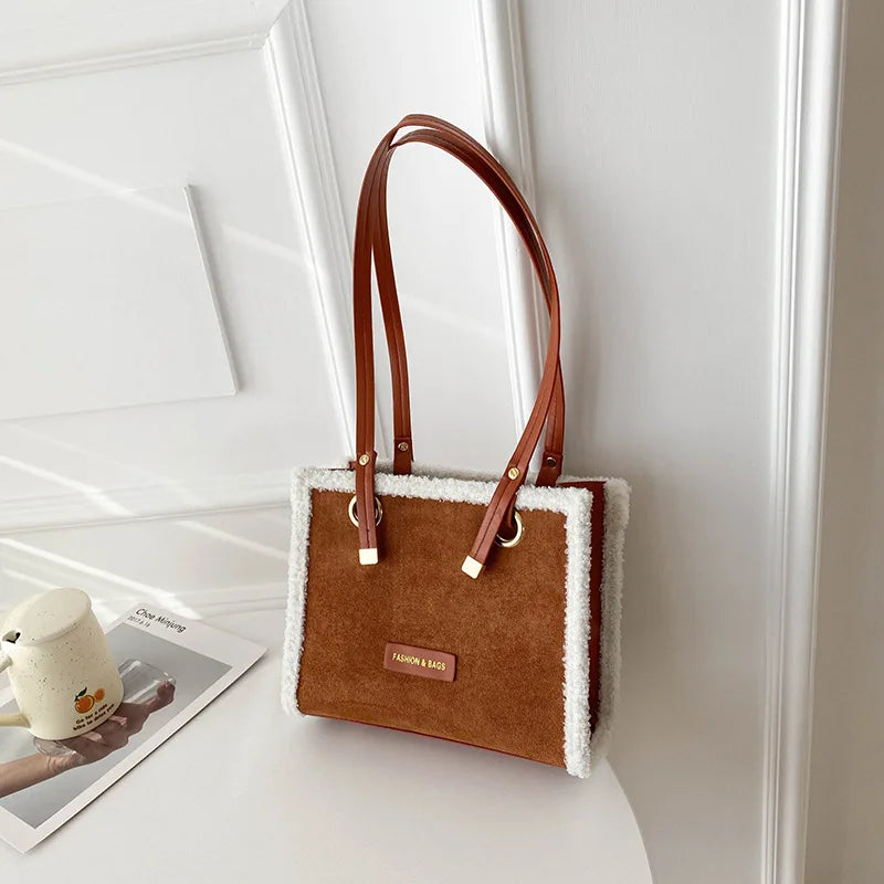 Soft Plush Crossbody Bag for Women Winter Lambswool Handbag