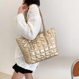 Winter Top-handle Totes for Women Down Padded Shoulder Bag