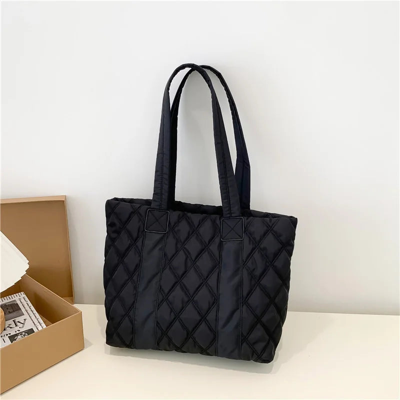 Winter Large Capacity Nylon Shoulder Bag Cotton Tote Bags