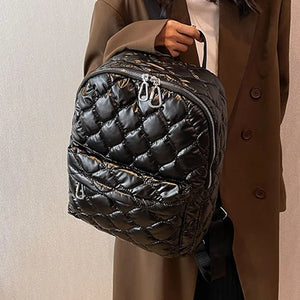 Winter Large Capacity Women's Backpack High Down Fabric Backpacks for Girls