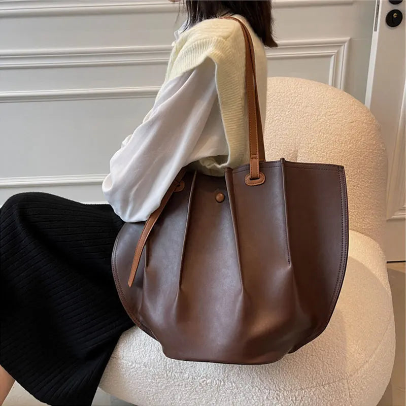 Winter Large Capacity Women's Shoulder Bag Handbags PU Leather Tote Vintage