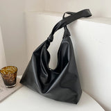 Winter Large Handbag Vintage PU Leather Shoulder Bags Solid Shopping Tote for Wo
