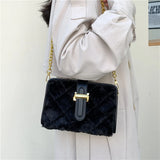 Winter Leather Shoulder Bag Chain Crossbody Handbag Ladies Totes Messenger