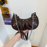 Rivet Half Moon Hobo Bag with Purse, Punk Style Lady Shoulder Bag