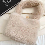 Winter Faux Fur Mini Shoulder Bag for Women Short Plush Tote Handbag