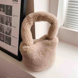 Winter Faux Fur Mini Shoulder Bag for Women Short Plush Tote Handbag