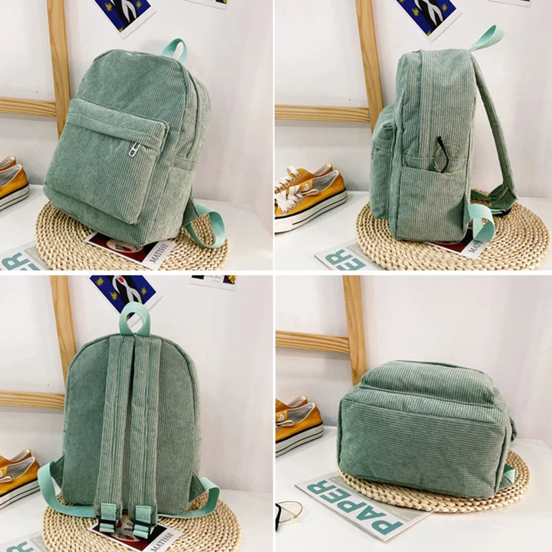 Large Capacity Corduroy Backpack for Girls