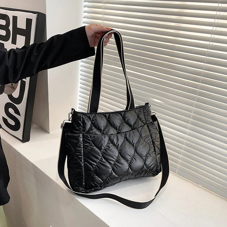 Winter Down Cotton Shoulder Bag Nylon Ladies Handbags Large Crossbody Bags Tote