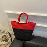 Winter Colorblock Handbag Tide Hand-Woven Beach Bag