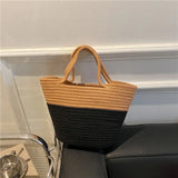 Winter Colorblock Handbag Tide Hand-Woven Beach Bag