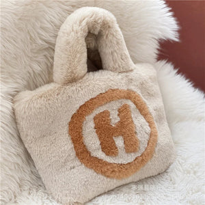 Plush Winter Shoulder Bag Chain Handbag Messenger Soft Warm Bag