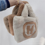 Plush Winter Shoulder Bag Chain Handbag Messenger Soft Warm Bag