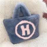 Plush Winter Shoulder Bag Chain Handbag Messenger Soft Warm Bag