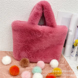 Plush Winter Shoulder Bag Chain Handbag Messenger Soft Warm Bag