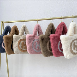 Plush Winter Shoulder Bag Chain Handbag Messenger Soft Warm Bag