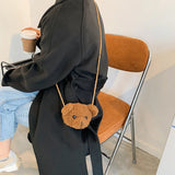 Winter Shoulder Bag Soft Warm Fur Crossbody Bag Plush Bear Handbag