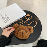 Winter Shoulder Bag Soft Warm Fur Crossbody Bag Plush Bear Handbag