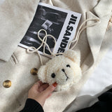 Winter Shoulder Bag Soft Warm Fur Crossbody Bag Plush Bear Handbag
