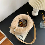 Winter Faux Fur Shoulder Bag Women's Plush Hobos Bag Solid Fluffy Handbag