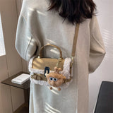 Winter Plush Bags Women Handbags Doll Shoulder Messenger Bag