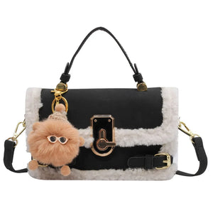 Winter Plush Bags Women Handbags Doll Shoulder Messenger Bag